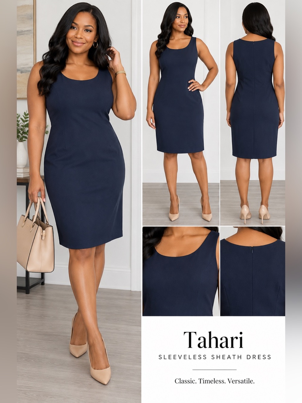 Tahari Arthur S. Levine Navy Sleeveless Sheath Dress NWT Size 18